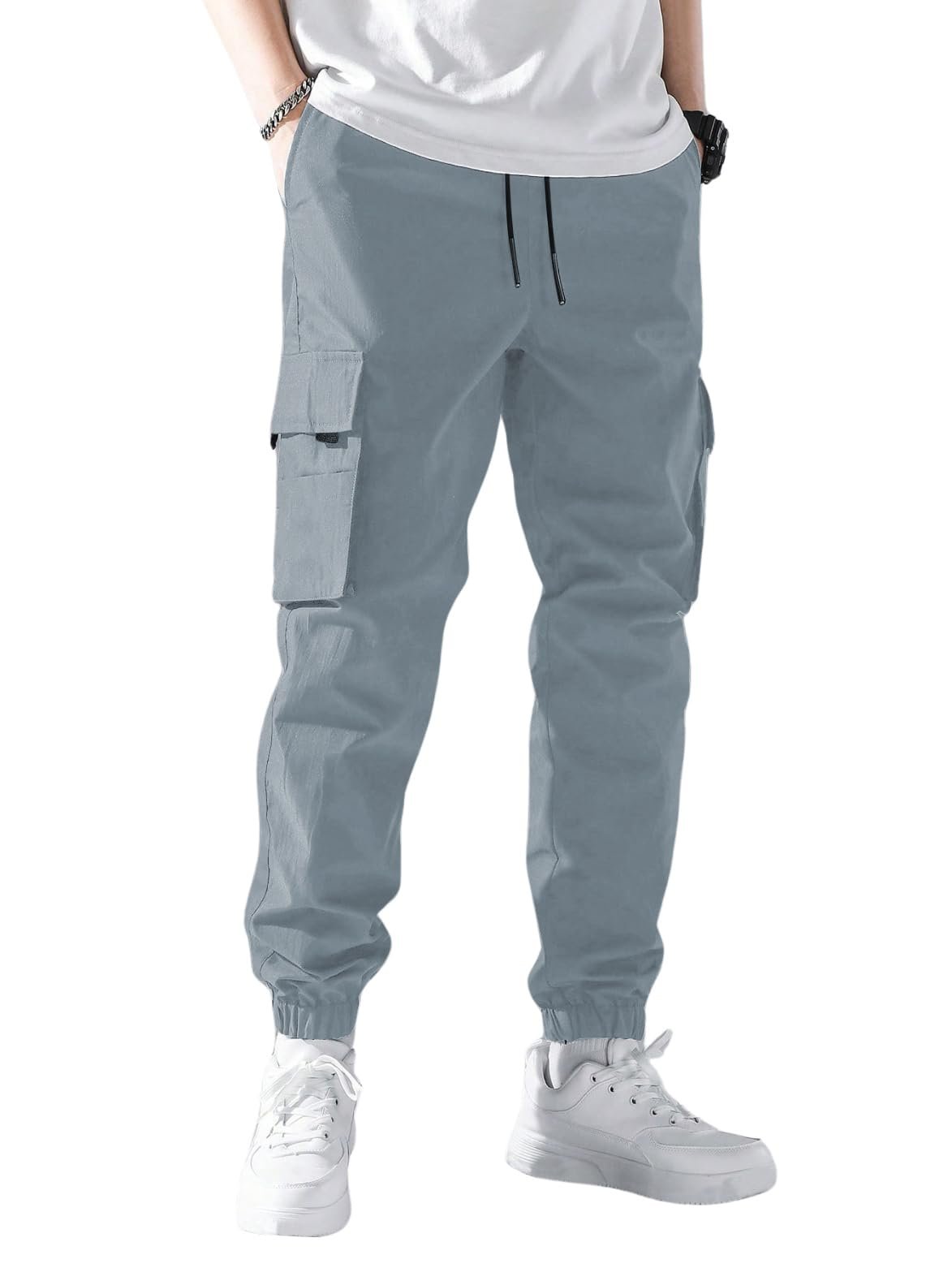 TOPLOT Men's Cotton Cargo Pants || Casual Trouser for Men || Cargo for Men (Men-Cargo-5228-Silver-36)