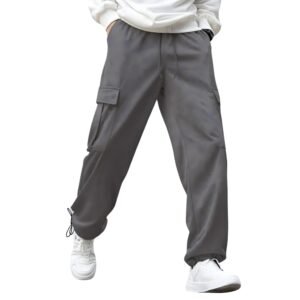 NOBERO Men's Grey Onyx Mid Rise Oversized Joggers,Grey,Men-XL