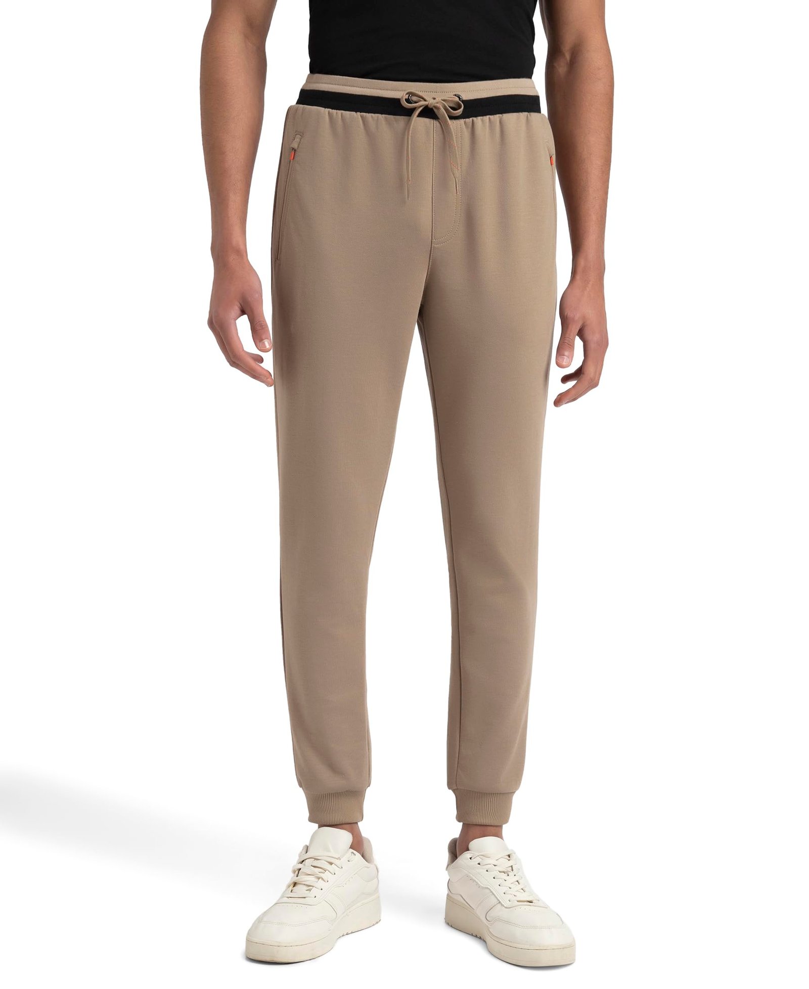 Jockey AM05 Men's Super Combed Cotton Rich Pique Slim Fit Jogger with Zipper Pockets_Desert Taupe_S