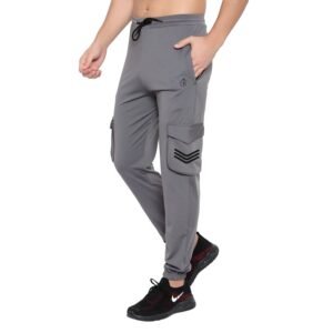 BLUE STAR SHARK Men's Premium Stretchable Cargo Joggers | Regular Fit, Stylish Track Mid Rise Pants with Pockets | Soft Smooth Feel, Logo On Front, Comfortable Everyday Wear M-Grey Cargo, XXL