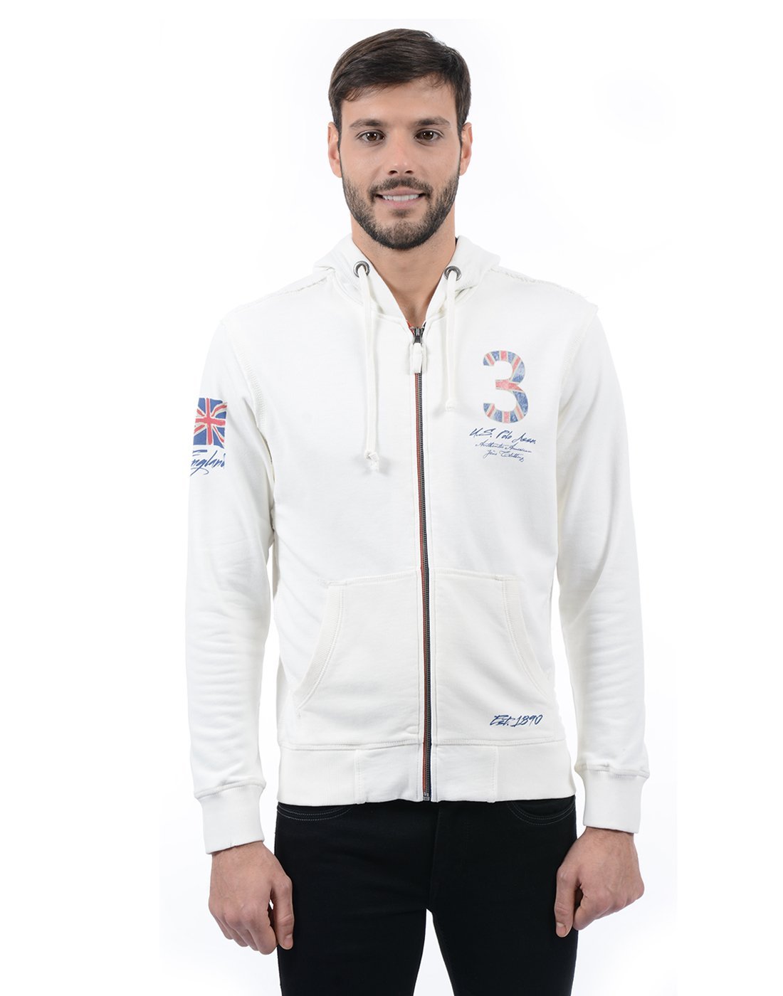 US Polo Assn. Men's Cotton Sweatshirt (8907378286697_USSS0521_Ivory_Medium)