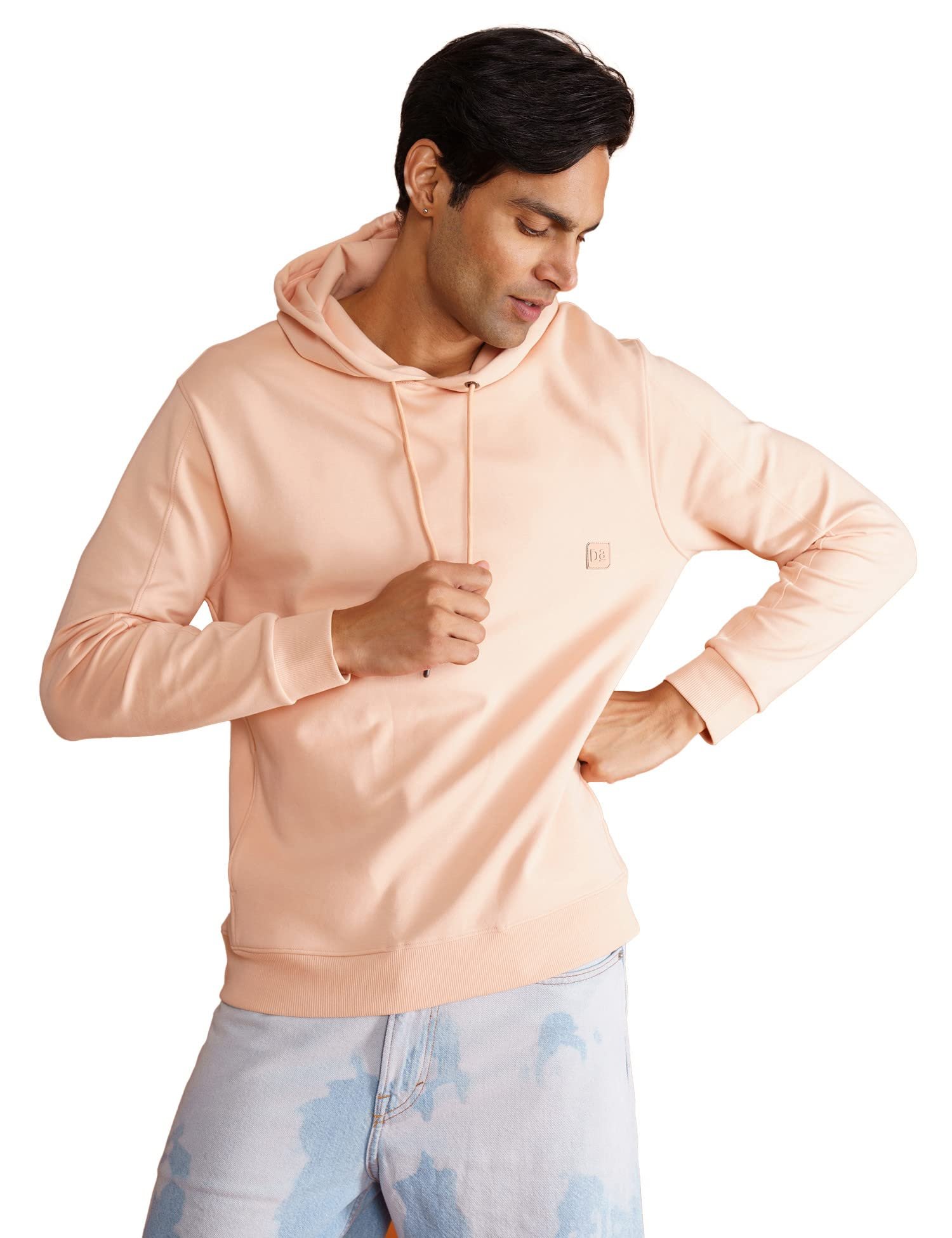 DAMENSCH Men's Cotton Hooded Neck Regular Fit Hoodies (DAM-CH-ES1-PFP-M_Profound Peach_Medium)
