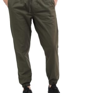 Highlander Men Olive Green Slim Fit Easy Wash Joggers Trousers