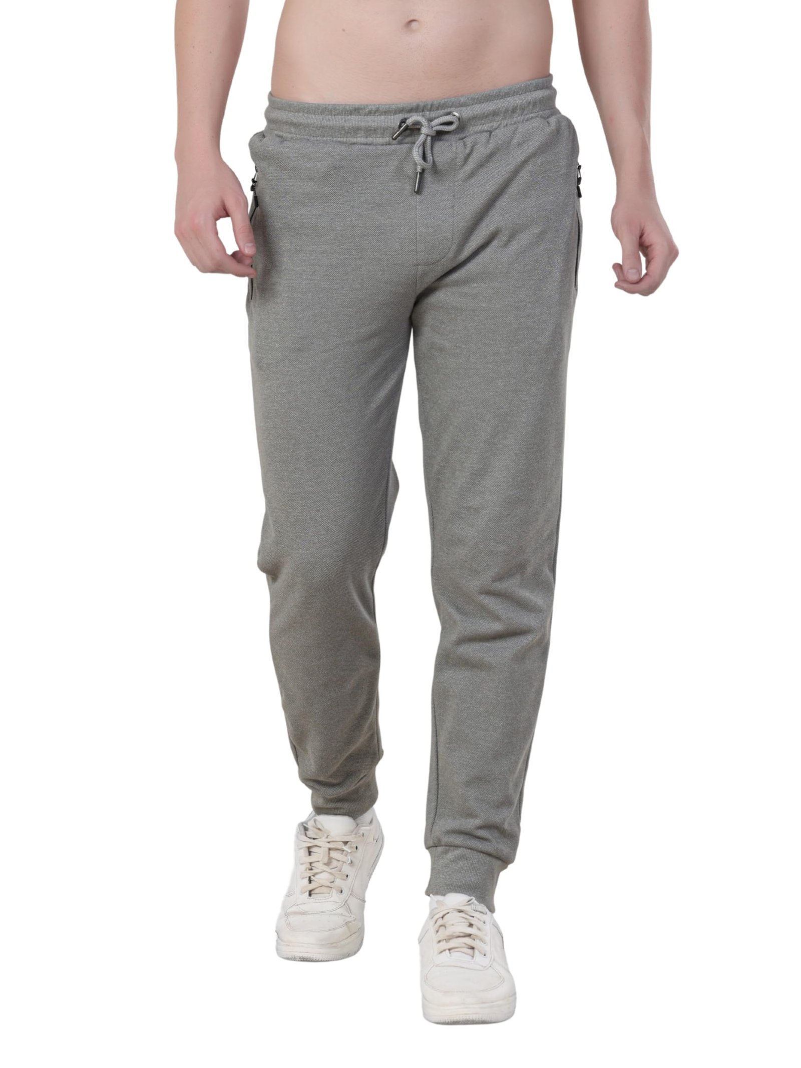 TURMS Men's Water Repellent Joggers | Anti Stain Anti Odor Travel Edition Trackpants | Cotton Blend Casual Grey Sweatpants Drawstring Waist Zipper Pockets