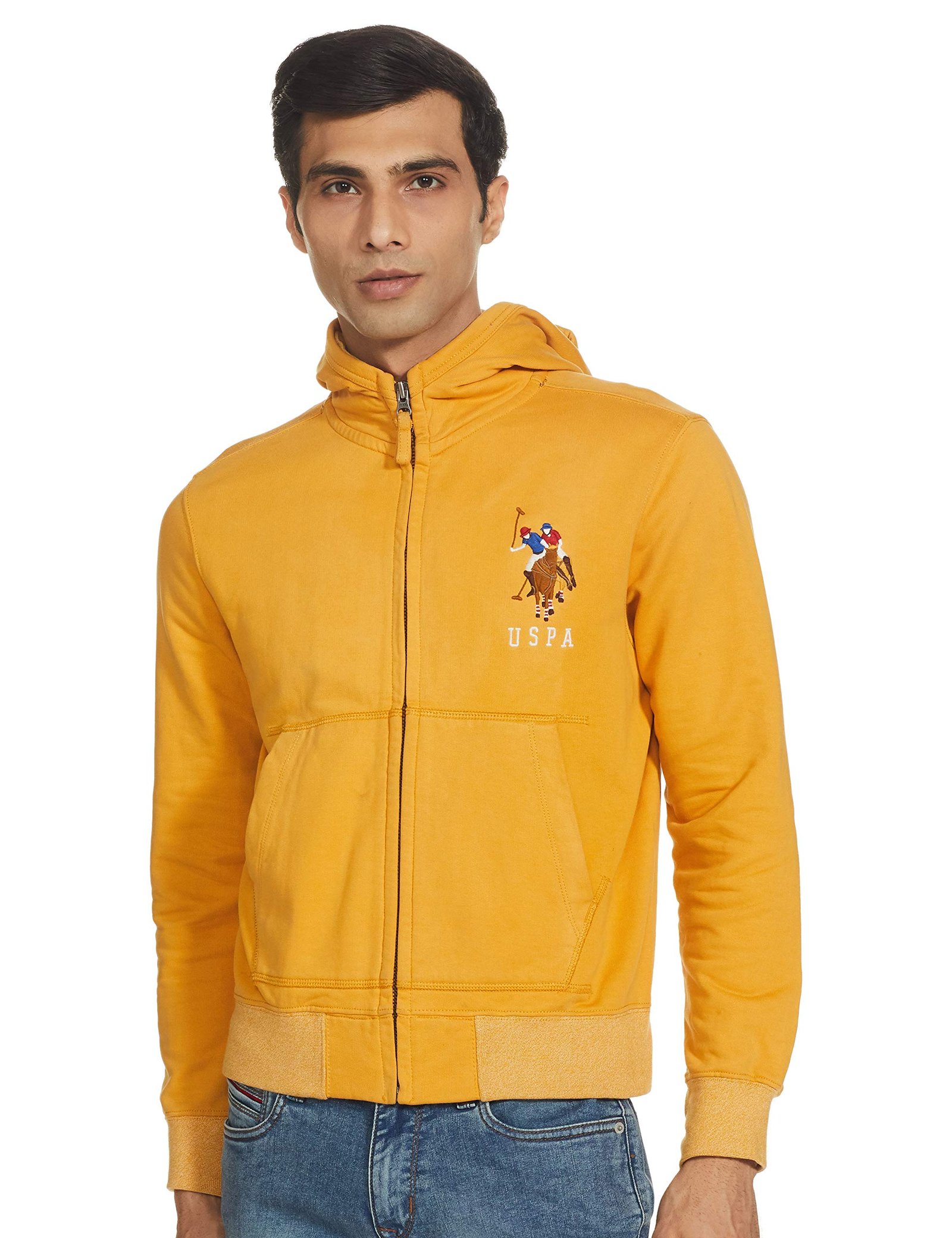 US Polo Assn. Men's Cotton Sweatshirt (8907259140001_USSS0513_M _Honeygold)