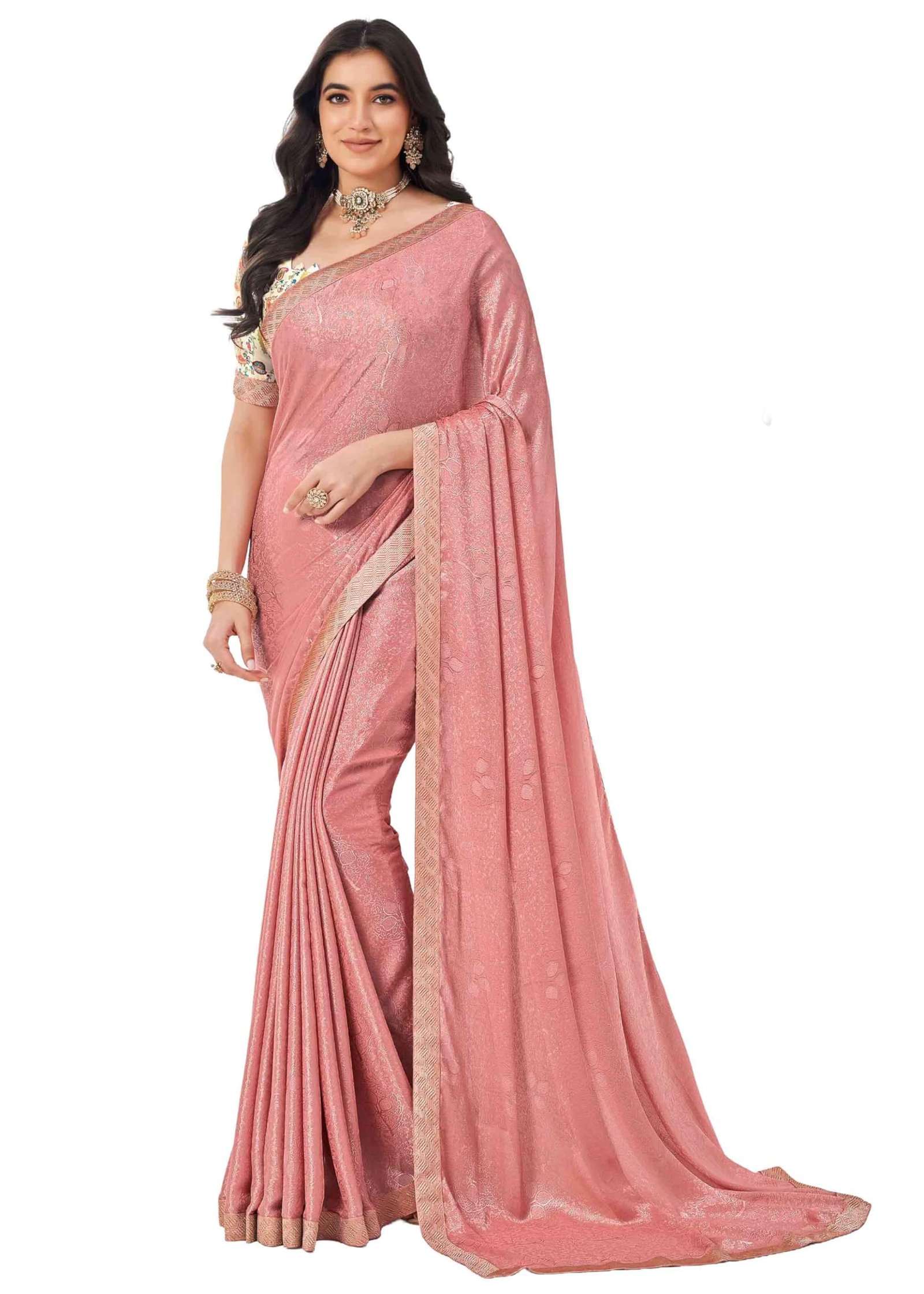 Laxmipati Anandi Peach Printed Silk Saree
