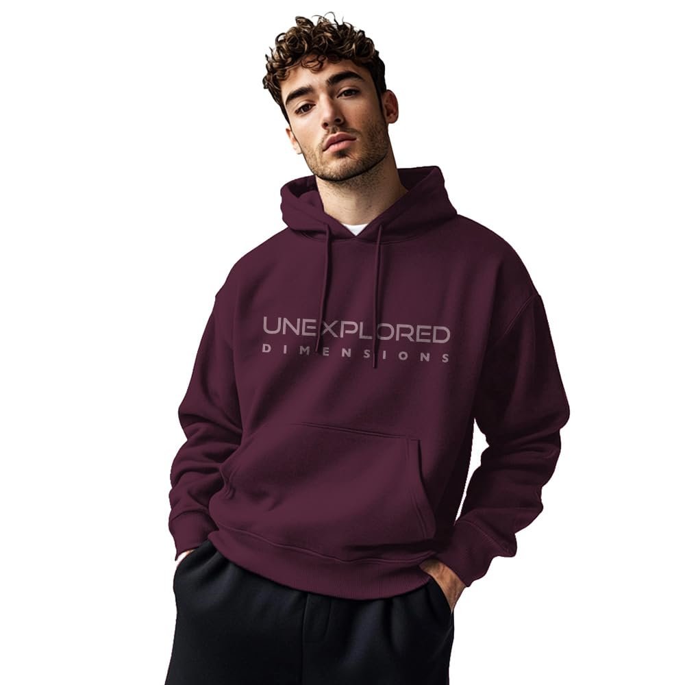 NOBERO Men's Cotton Blend Neck Hooded Regular Fit Sweatshirt (1M-TWHO-C0887_Midnight Plum (Small)