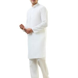 Raymond Sleepz Men Comfort Fit Solid Pattern Cotton Polyester Blend Mandrin Collar Sleepz Kurta Set (Size: 2XL)-AEUC00017-F1