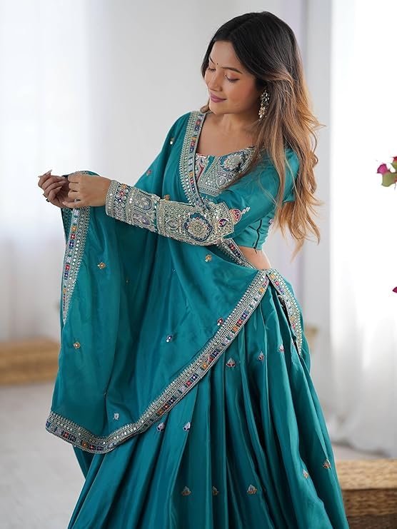 TILKI FASHION Traditional Lehenga Choli semistiched lengha choli with beautiful design Embrodery Work Lengha Choli Set - Image 3