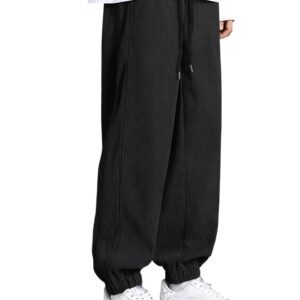 GRECIILOOKS Men's Lycra Cargo Track Pants – Loose Fit Joggers for Men | Korean Style Travel & Lounge Wear with Pockets Black