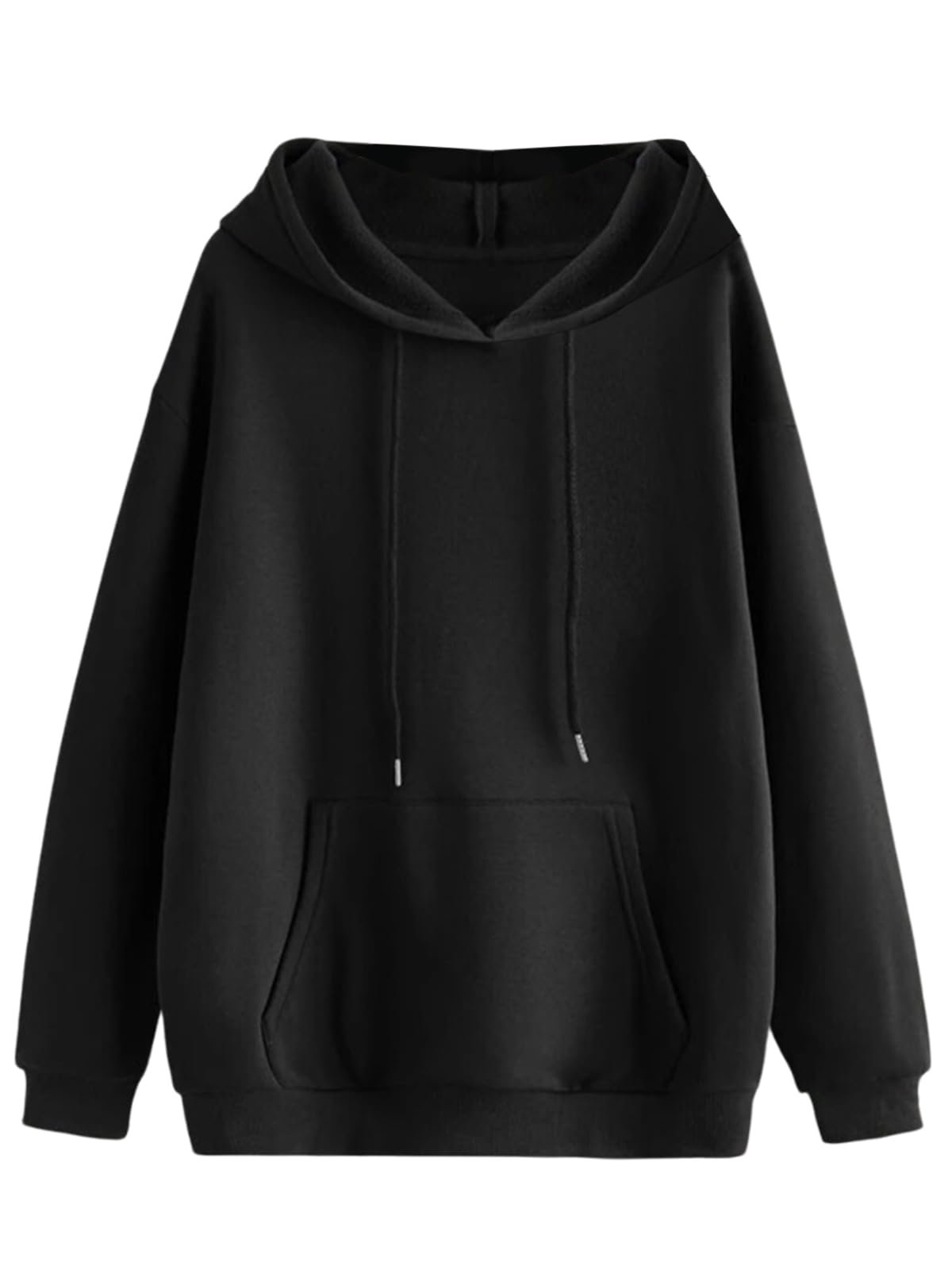 Veirdo Men’s Black Cotton-Poly Fleece Hoodie – 280 GSM, Regular Fit, Solid Sweatshirt - Image 4