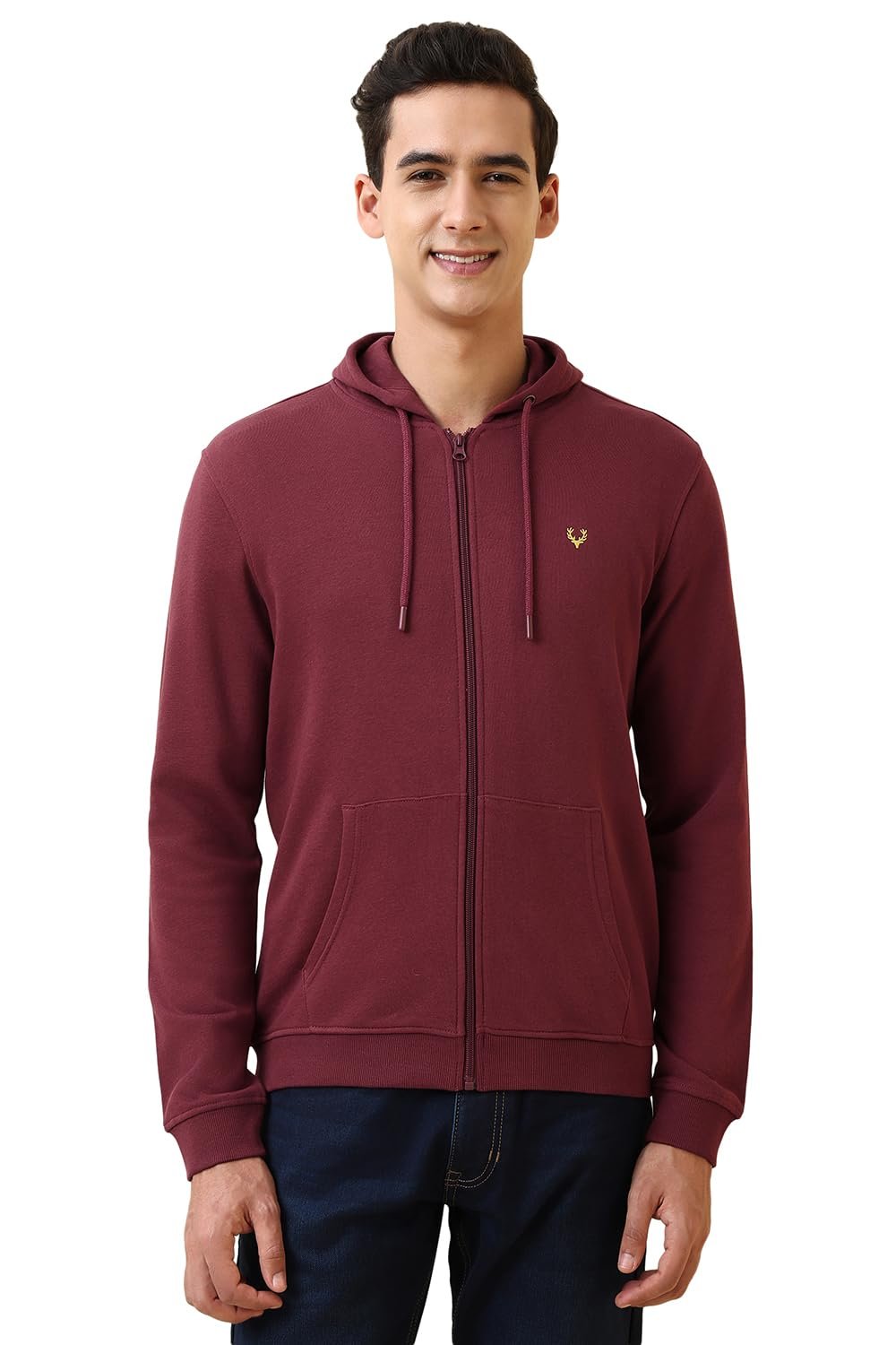 Allen Solly Men's Sweatshirt with Hoodie (ASSTQRGFZ16336_Maroon_M)