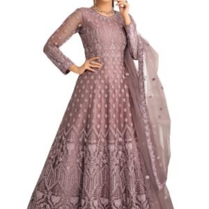 JULEE Women's Net Embroidered Semi-Stitched Gown (Bhavika Gown Coco)