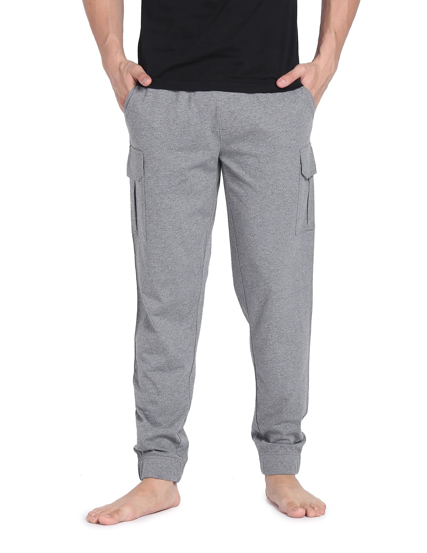 U.S. POLO ASSN. Men's High Rise Lightweight Utility OJ002 Lounge Cargo Joggers - Pack of 1 (Grey Melange L)