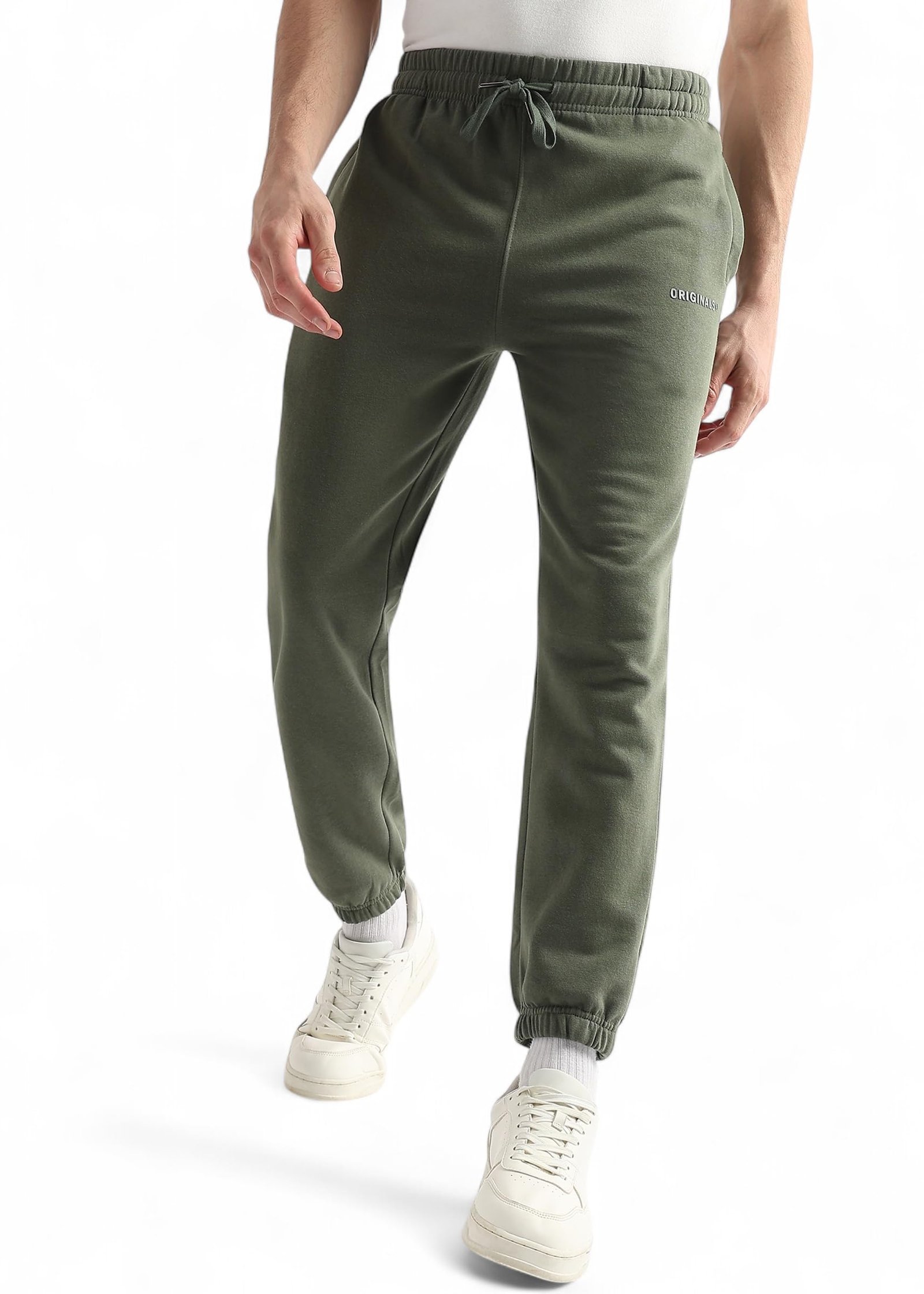 Alan Jones Clothing Men's Regular Fit Fleece Joggers | Winter Trackpants (Olive_M)