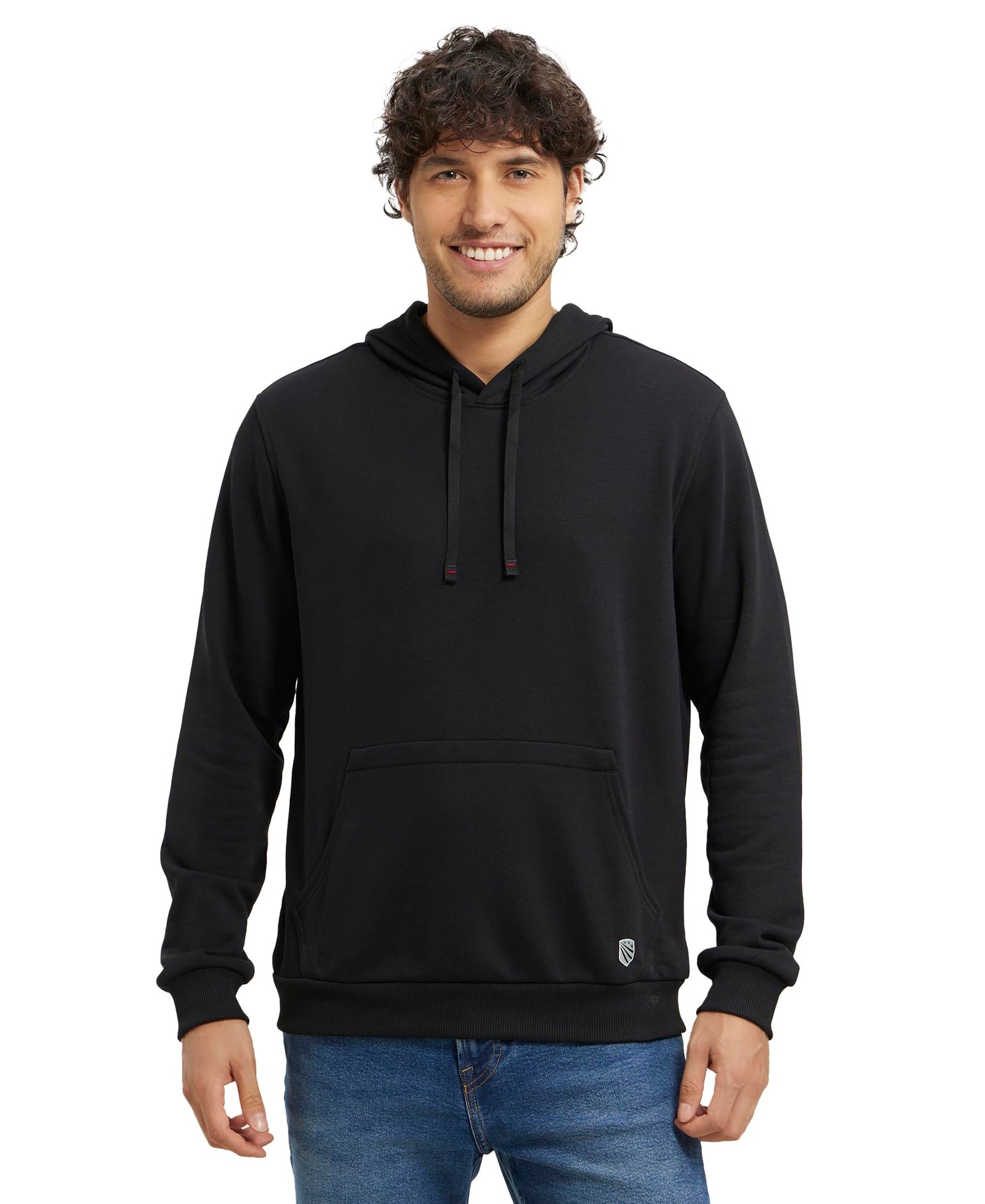 Jockey UM54 Men's Super Combed Cotton Rich French Terry Hoodie Sweatshirt with Ribbed Cuffs_Black_L