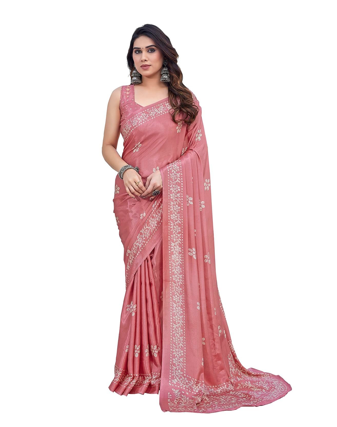 Yashika Women's Elegant Chiffon Saree with Blouse Material - Embrace Trendy Style and Timeless Elegance in this Exquisite Attire (AZ-YS-P1-UTISHA PEACH)