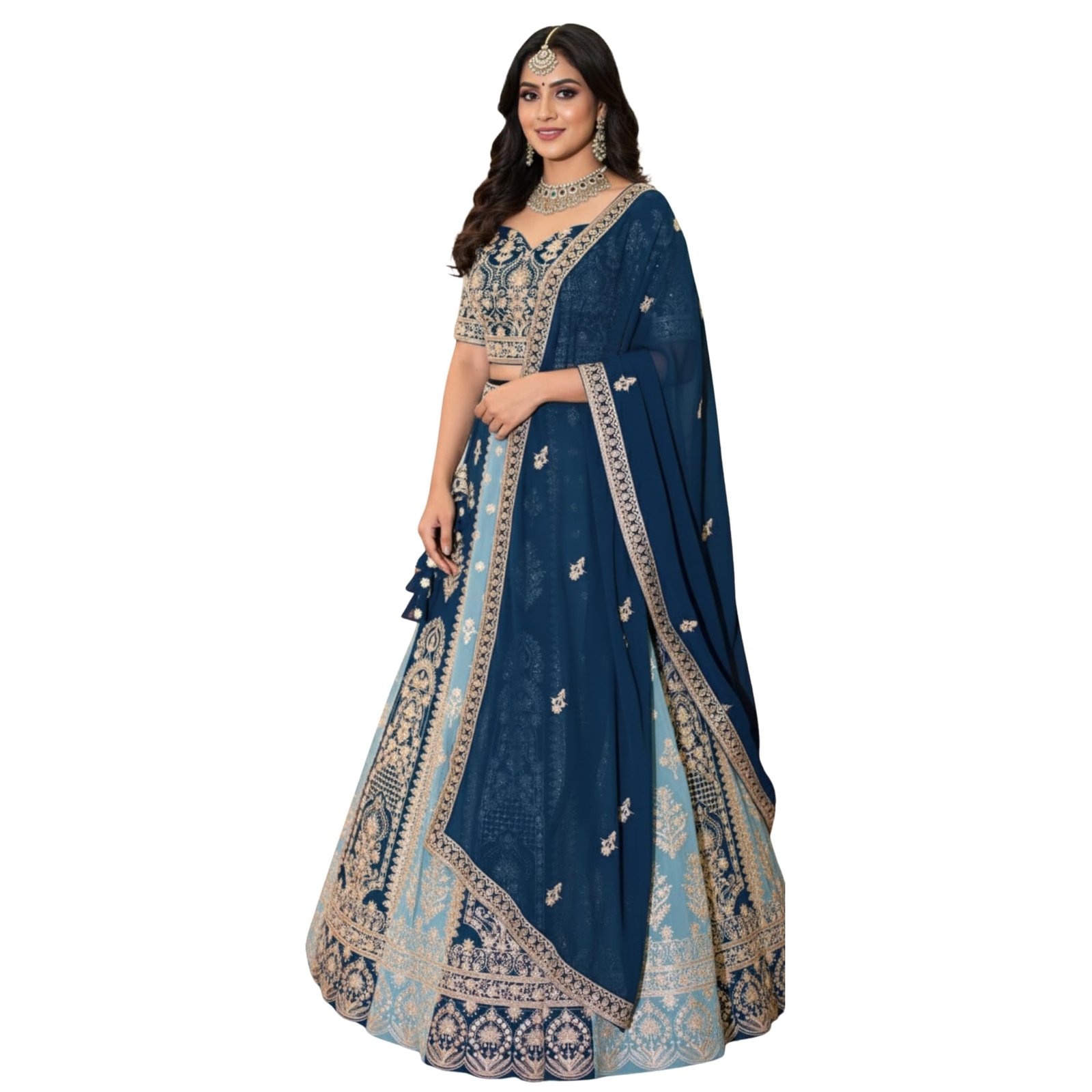 ANAADIH Elegant Georgette Lehenga for Women – Rich Texture, Royal Look & Wear Design free size