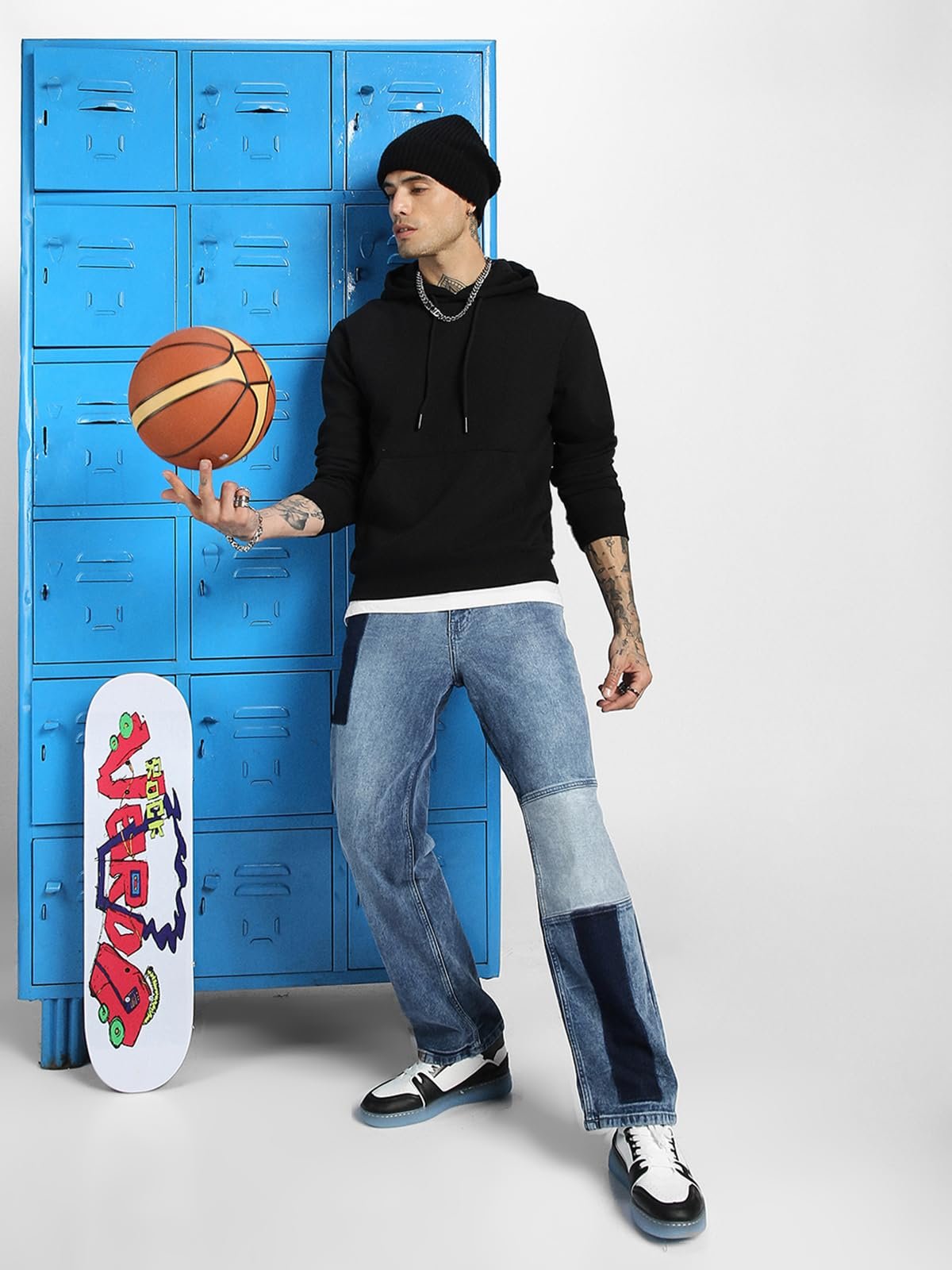 Veirdo Men’s Black Cotton-Poly Fleece Hoodie – 280 GSM, Regular Fit, Solid Sweatshirt - Image 6