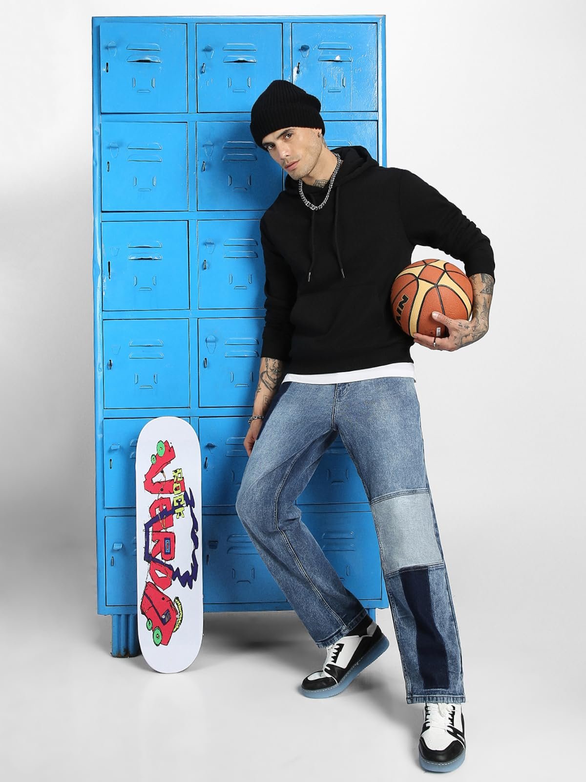 Veirdo Men’s Black Cotton-Poly Fleece Hoodie – 280 GSM, Regular Fit, Solid Sweatshirt - Image 3