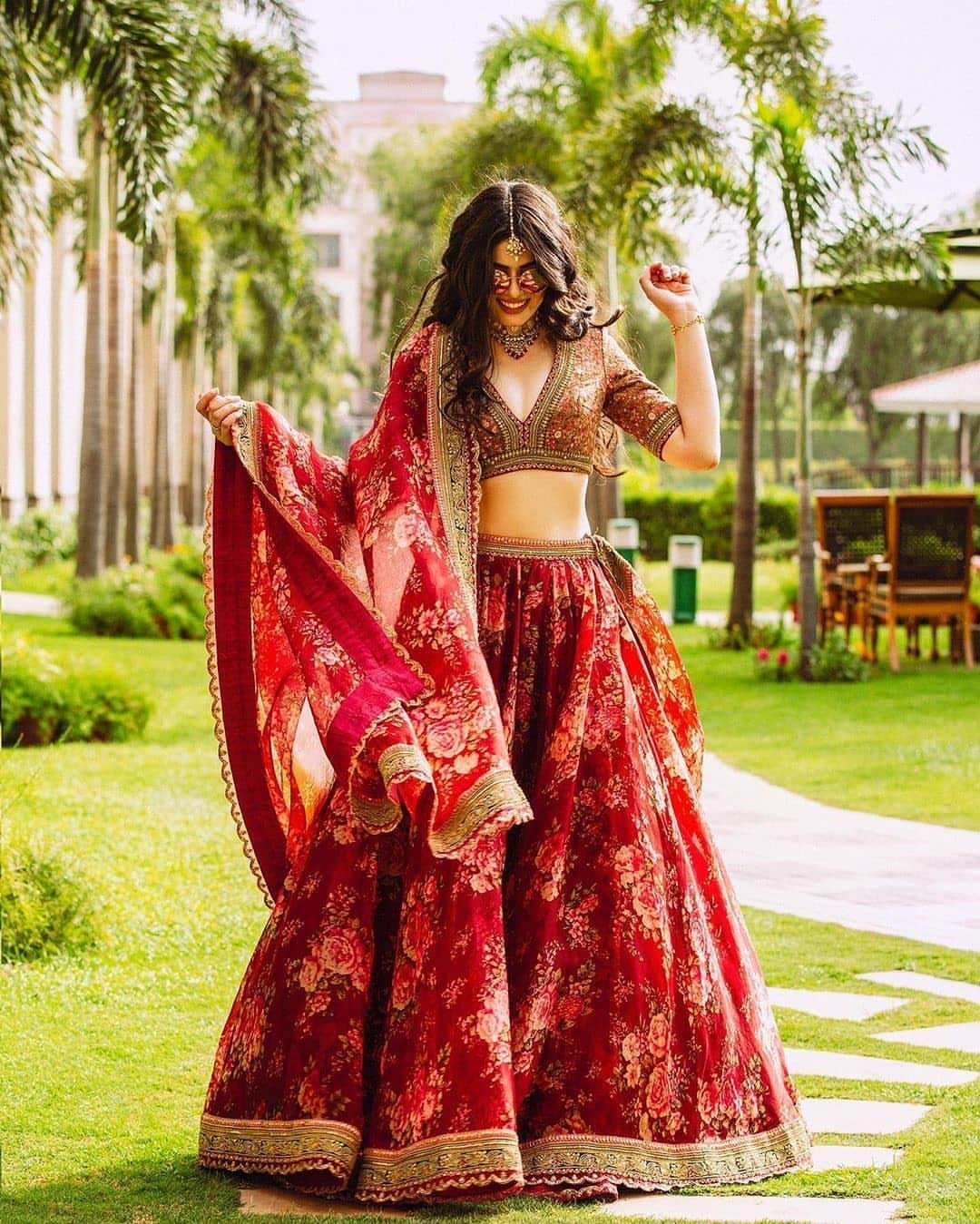 Zeel Clothing Maroon Floral Organza Semi-Stitched Lehenga Choli for Women (7064-Wedding-New-Bridal-Heavy-Lehenga_Free Size; Maroon) - Image 7