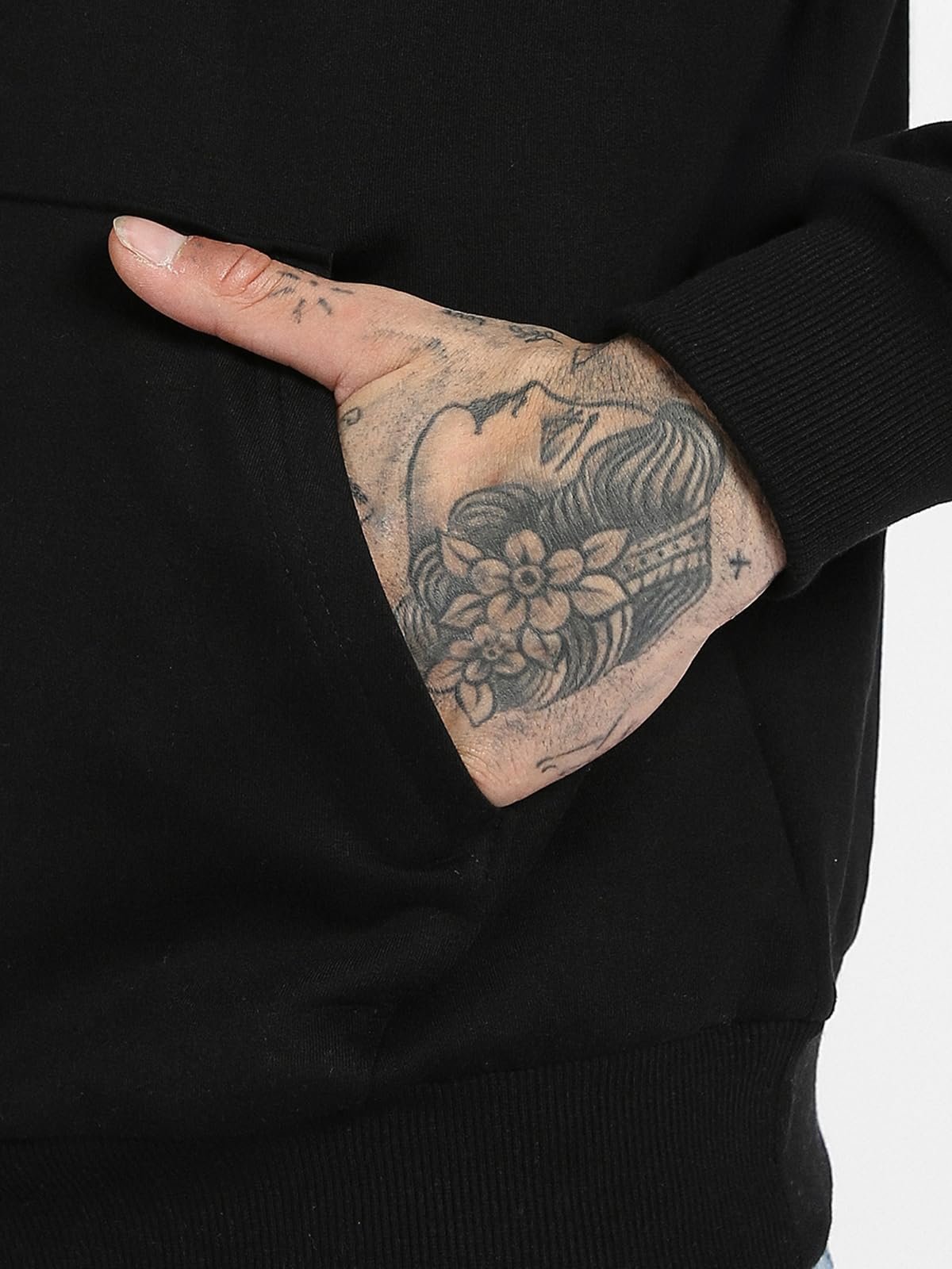 Veirdo Men’s Black Cotton-Poly Fleece Hoodie – 280 GSM, Regular Fit, Solid Sweatshirt - Image 5